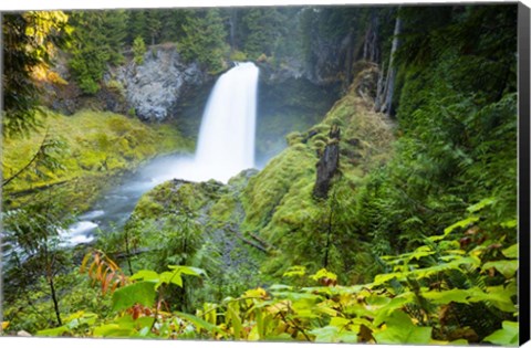 Framed Scenic View Of Waterfall, Portland, Oregon Print