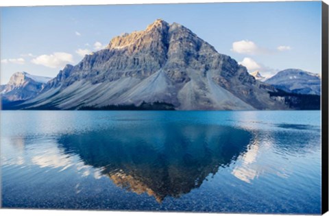 Framed Mountain Reflecting In Lake At Banff National Park, Alberta, Canada Print