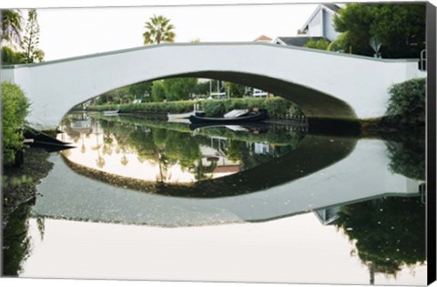 Framed Bridge Reflecting In Water, Venice Beach, California Print