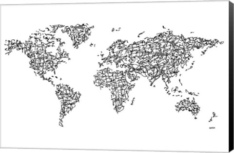 Framed Hanzi Kangi World Map Print