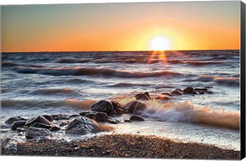 Framed Sunset at Blue Point Print