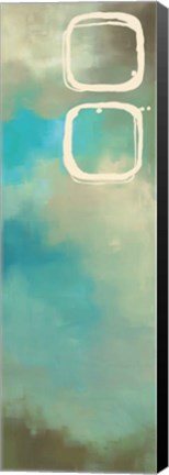 Framed Retro in Aqua and Khaki III Print