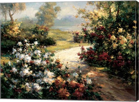 Framed Pathway of Flowers Print