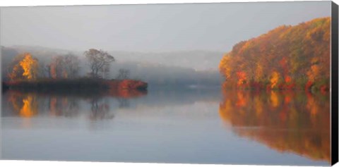 Framed Early Fall Morning at the Lake Print