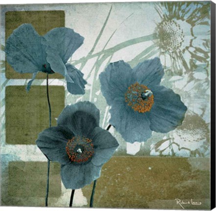 Framed Cerulean Poppies I Print