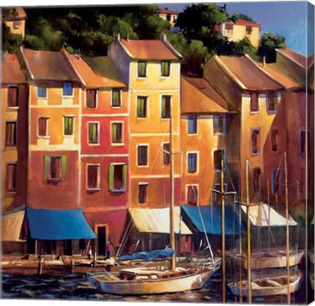 Framed Portofino Waterfront Print