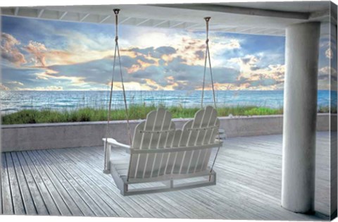 Framed Swing At The Beach Print