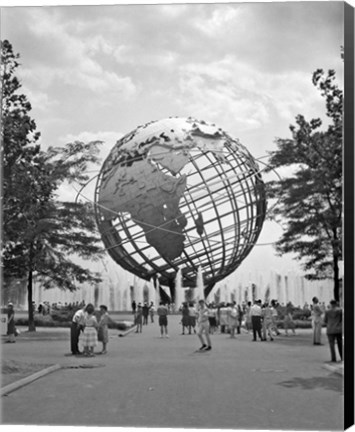 Framed 1964 New York World&#39;s Fair Unisphere Flushing Meadows NY Print