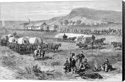 Framed Railroad Building On Great Plains Of America Print