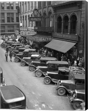 Framed 1936 Line Of Angle Parked Cars Downtown Main Street Knoxville Tennessee Print