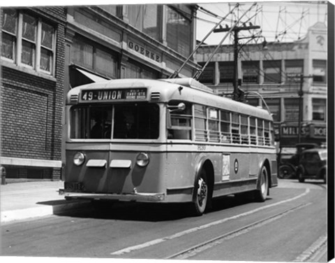 Framed Vehicle Operates As Trackless Trolley Electric Bus Or Gasoline Bus Public Transportation Elizabeth NJ Print