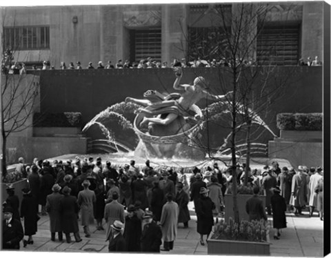 Framed Group Of People At Rockefeller Center New York City Print