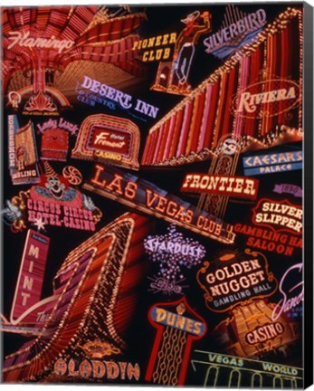 Framed Strip Neon Signs Las Vegas Print