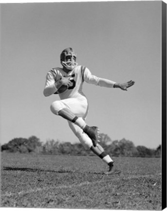 Framed Football Player Running With Ball Print