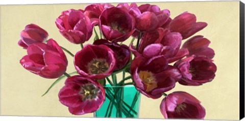 Framed Red Tulips in a Glass Vase (detail) Print