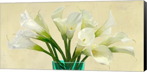 Framed White Callas in a Glass Vase (detail) Print