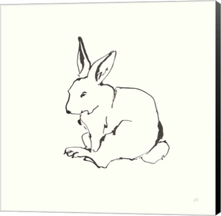 Framed Line Bunny I Print