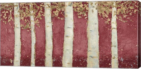 Framed Magnificent Birch Grove Burgundy Crop Print