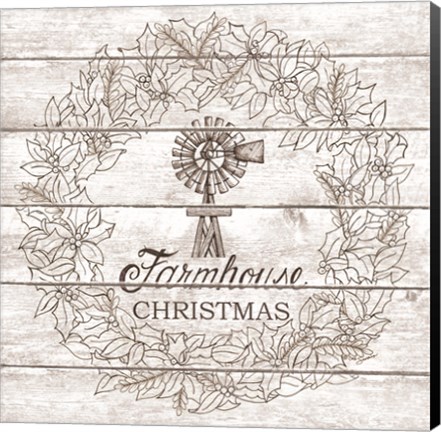 Framed Farmhouse Christmas Wreath Print