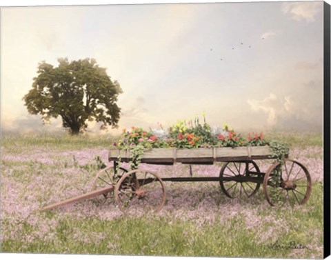 Framed Flower Wagon at Sunset Print