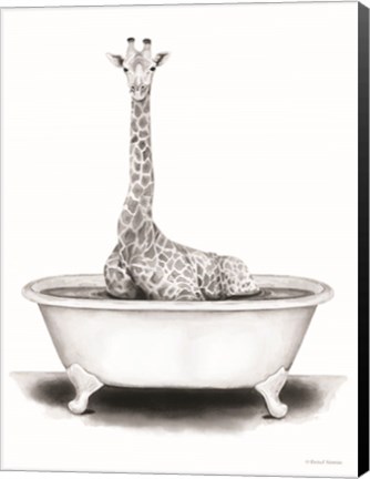 Framed Giraffe in Tub Print