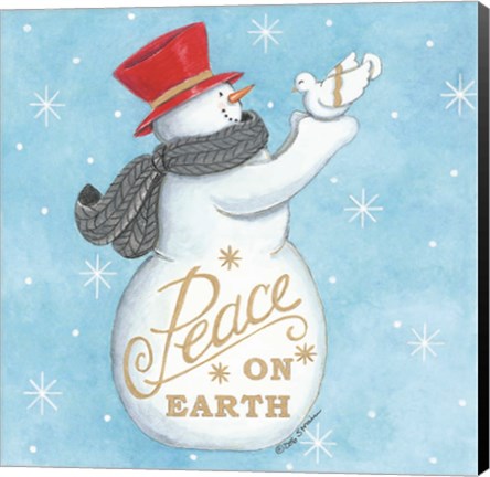 Framed Peace on Earth Snowman Print