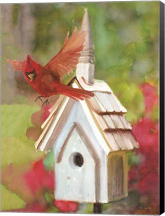 Framed Cardinal Bird House Print