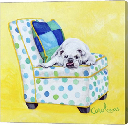 Framed Bulldog on Polka Dots Print