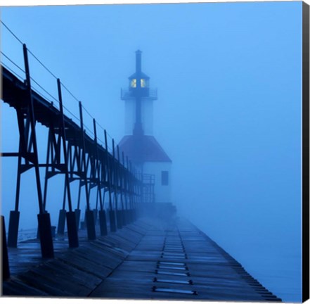 Framed Lighthouse at Night I Print