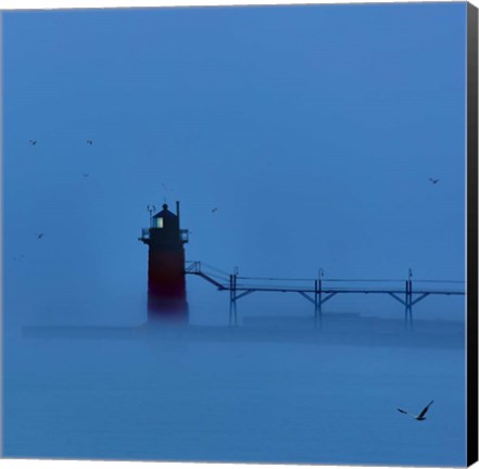 Framed Lighthouse at Night II Print