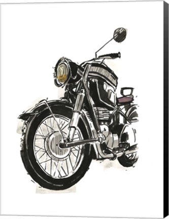 Framed Motorcycles in Ink IV Print