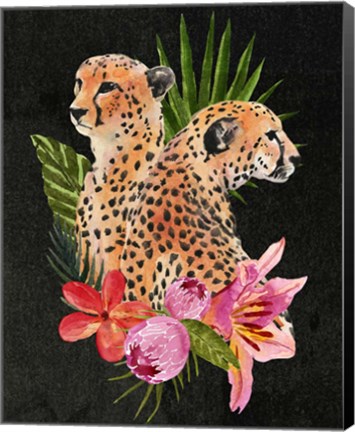 Framed Cheetah Bouquet I Print