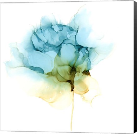 Framed Blooming Cyan I Print