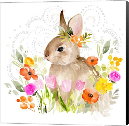 Framed April Flowers &amp; Bunny II Print