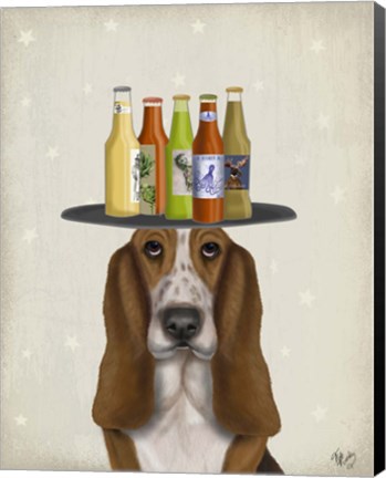 Framed Basset Hound Beer Lover Print