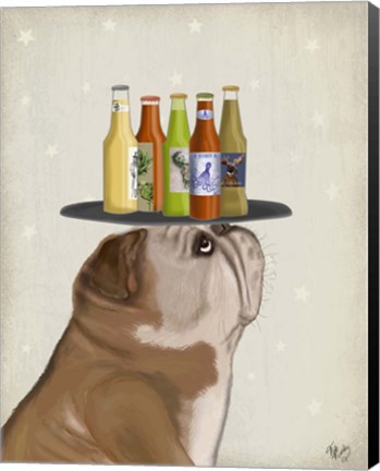 Framed English Bulldog Beer Lover Print