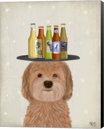 Framed Labradoodle Gold Beer Lover Print