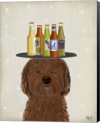 Framed Labradoodle Brown Beer Lover Print