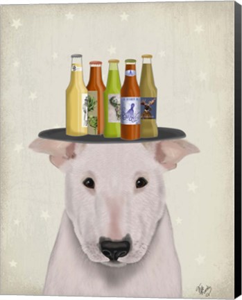 Framed English Bull Terrier Beer Lover Print