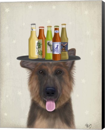 Framed German Shepherd Beer Lover Print