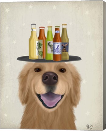 Framed Golden Retriever Beer Lover Print