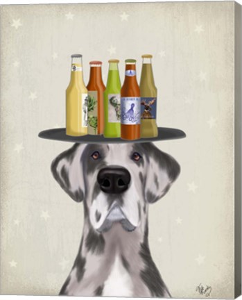 Framed Great Dane Harlequin Beer Lover Print