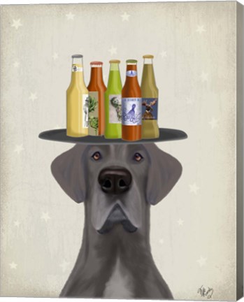 Framed Great Dane Blue Beer Lover Print