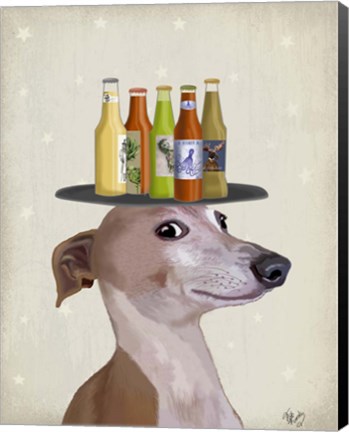 Framed Greyhound Tan Beer Lover Print