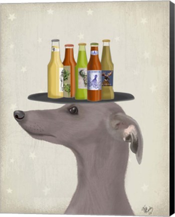 Framed Greyhound Grey Beer Lover Print