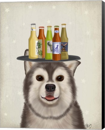 Framed Husky 1 Beer Lover Print