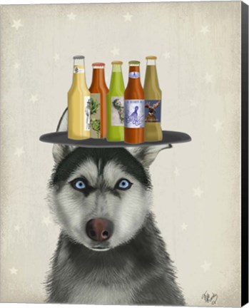 Framed Husky 2 Beer Lover Print