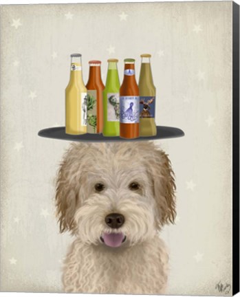 Framed Labradoodle Gold 1 Beer Lover Print