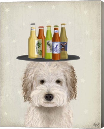 Framed Labradoodle Cream Beer Lover Print