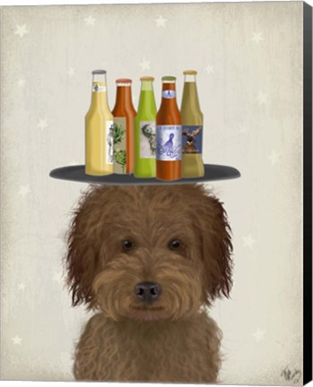 Framed Labradoodle Brown 1 Beer Lover Print